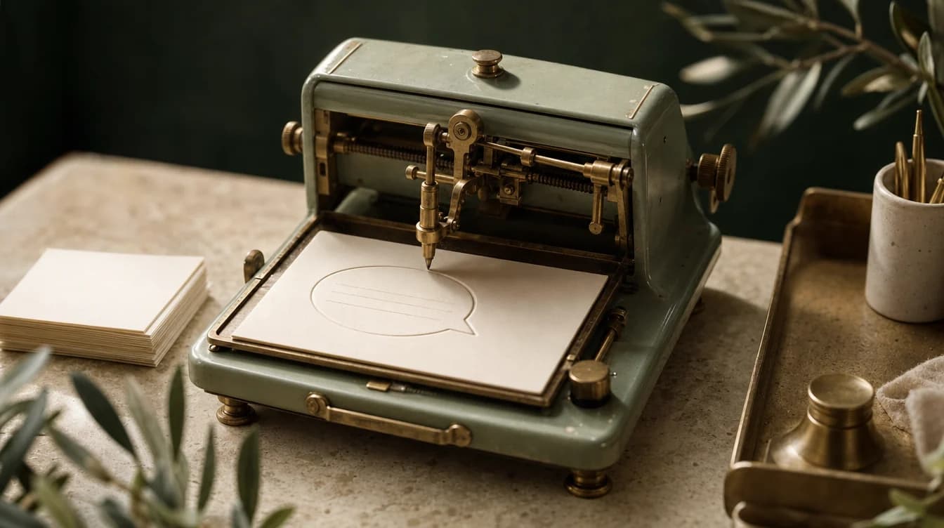 A correspondence press composes a reply.